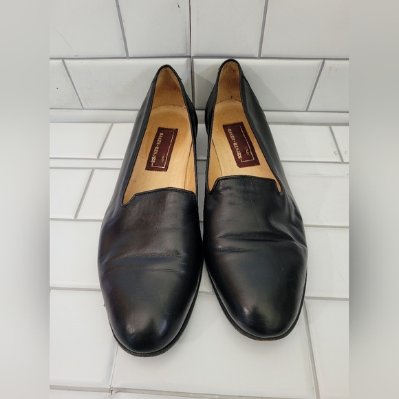 Baker Benges Made In Italy Vintage Mens Black Soft Leather Loafer Slip On Shoe
